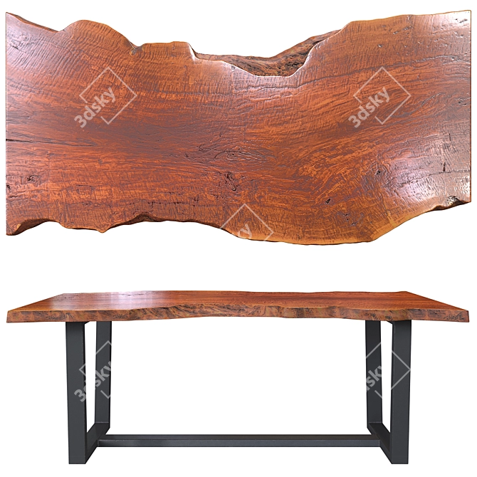 Natural Wood Slab Table 3D model image 1