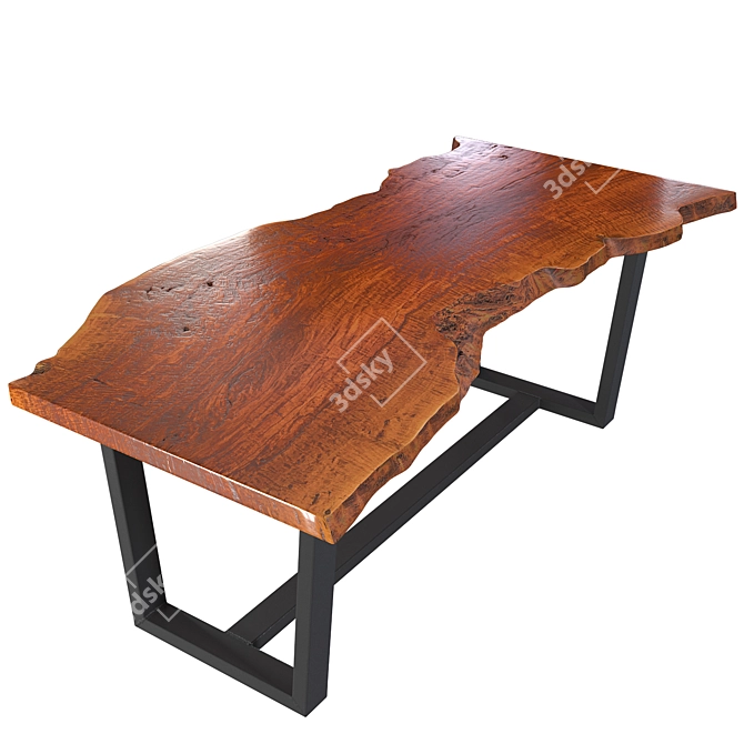 Natural Wood Slab Table 3D model image 2