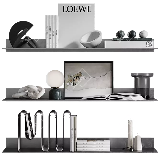 Modern Decor Set with Sculpture 3D model image 1