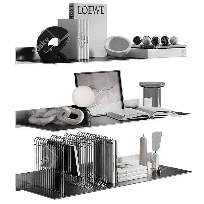 Modern Decor Set with Sculpture 3D model image 3