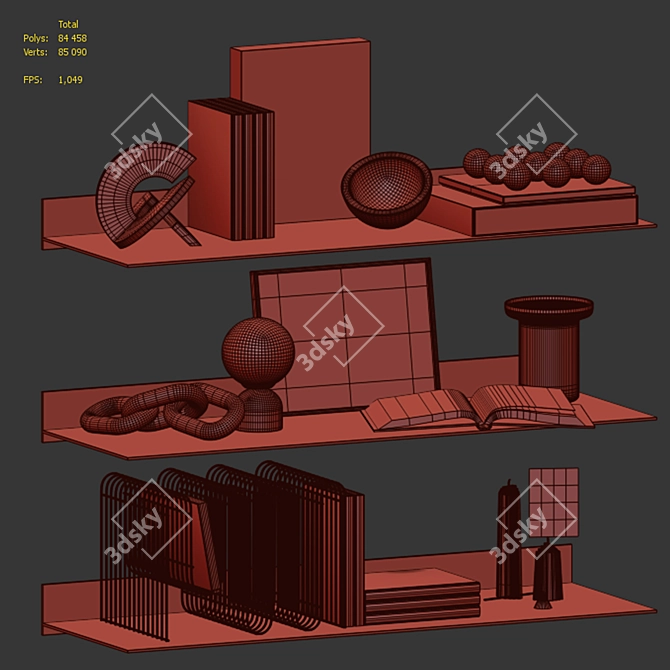 Modern Decor Set with Sculpture 3D model image 6