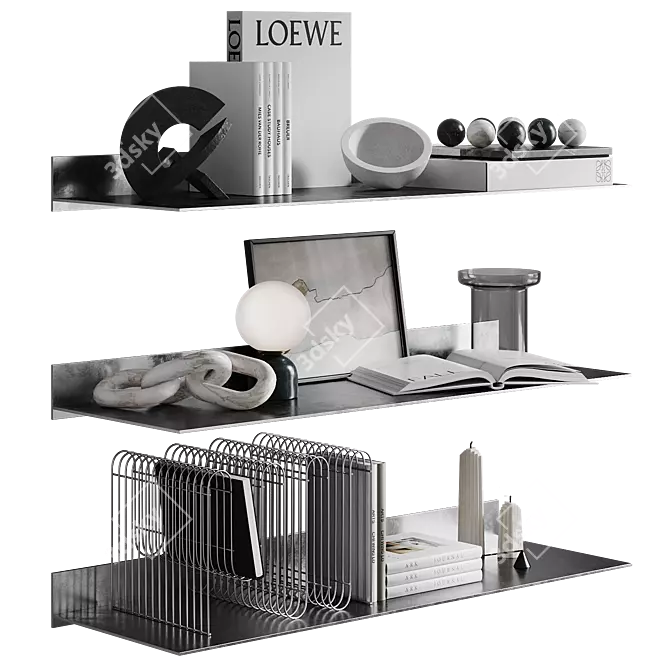 Modern Decor Set with Sculpture 3D model image 7
