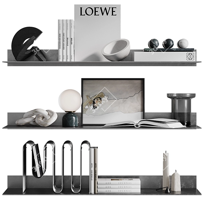 Modern Decor Set with Sculpture 3D model image 11