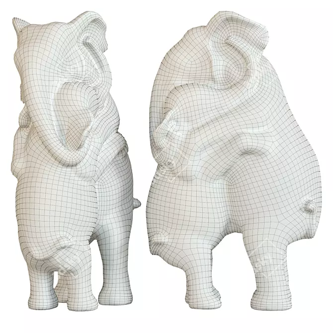 Elephant Hug Decor Figurine 3D model image 2
