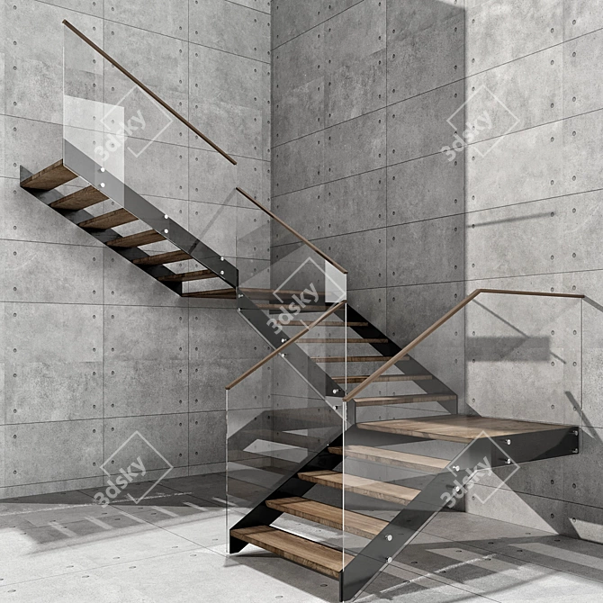 Contemporary Staircase Design Model 3D model image 2