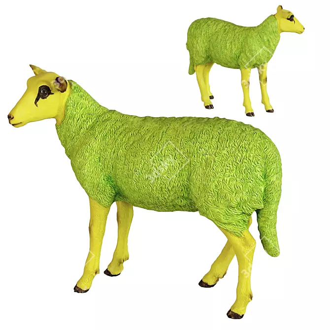 Sheep Figurine Green Decor Kare 3D model image 1