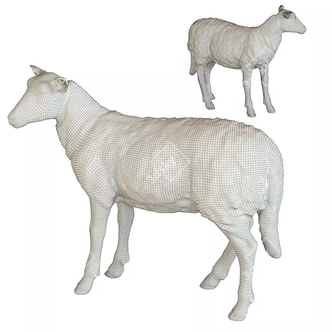 Sheep Figurine Green Decor Kare 3D model image 2