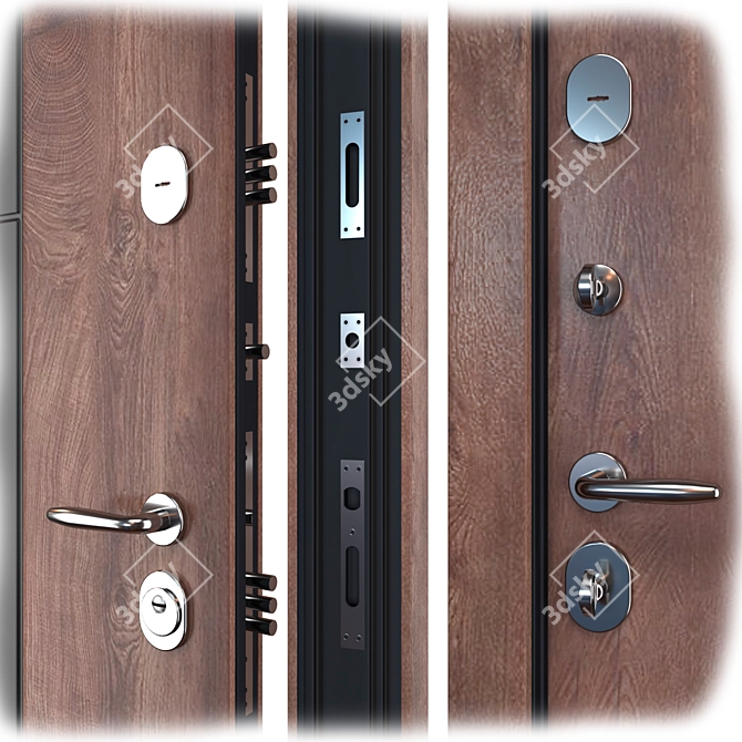 Deluxe QDoors Metal Entrance Door 3D model image 2