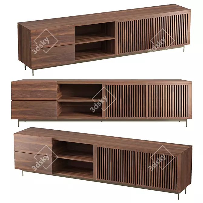 Retro Chic Media Console 3D model image 1