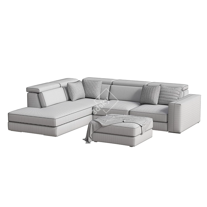 Elegant Leather Sofa with Charm 3D model image 6