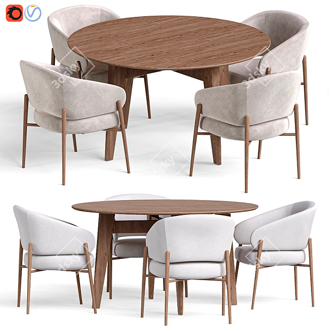 Modern Linda Chair Abrey Table 3D model image 1