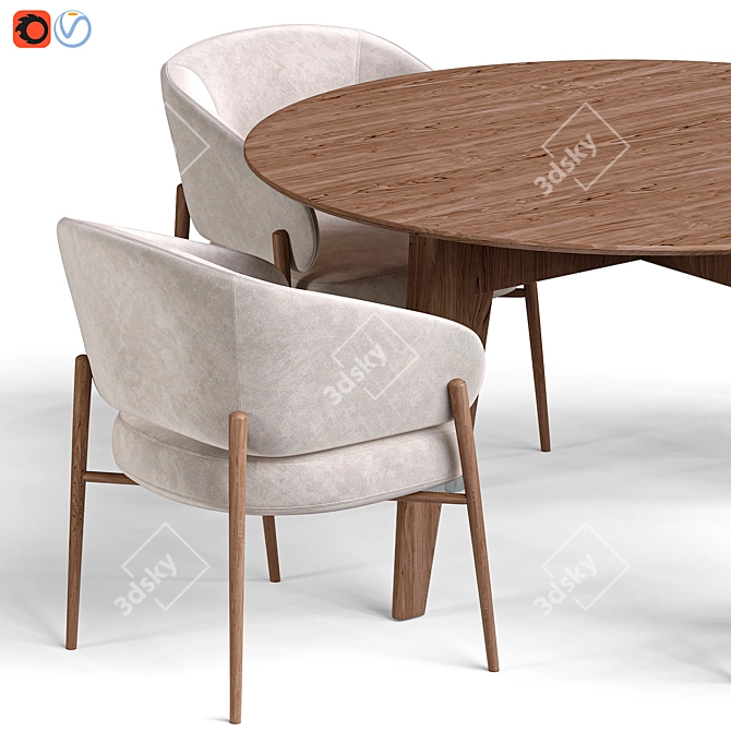 Modern Linda Chair Abrey Table 3D model image 3