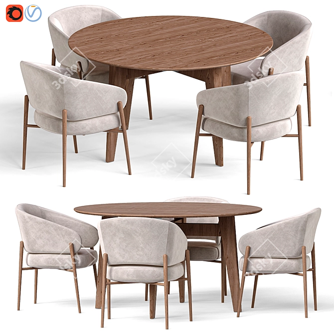 Modern Linda Chair Abrey Table 3D model image 4