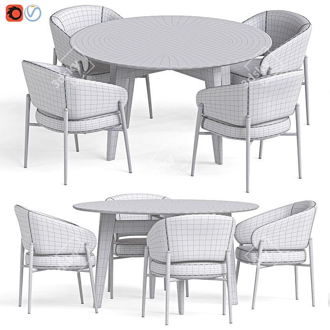 Modern Linda Chair Abrey Table 3D model image 7