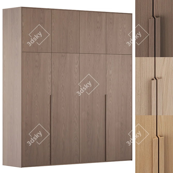 Minimalist Oak Modular Cabinet 3D model image 1