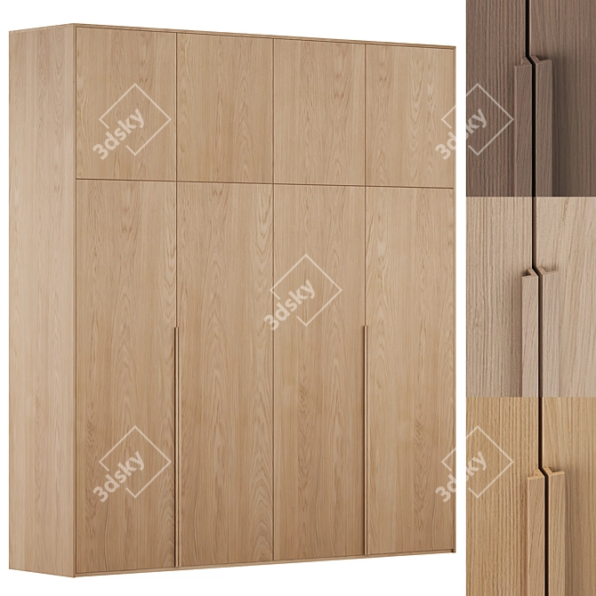 Minimalist Oak Modular Cabinet 3D model image 2