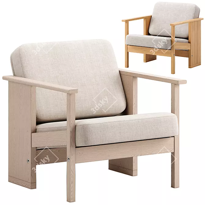 Modern Block Lounge Chair - Refine 3D model image 1