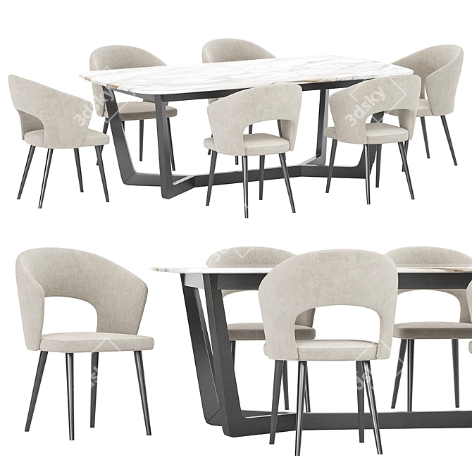 Elegant Modern Dining Set 3D model image 1
