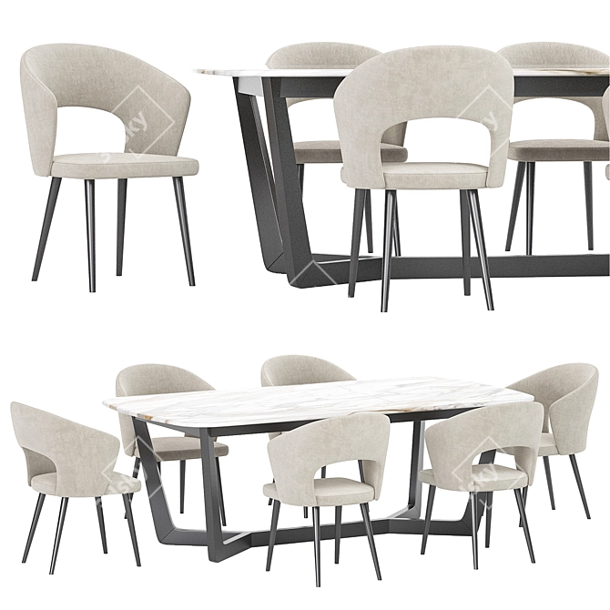 Elegant Modern Dining Set 3D model image 2