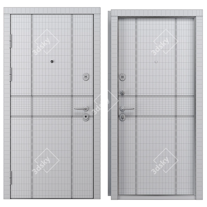 Stylish Metal QDoors Entry Door 3D model image 4