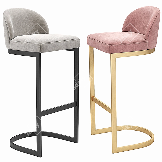 RH 1960S Rome Velvet Bar Stool 3D model image 1