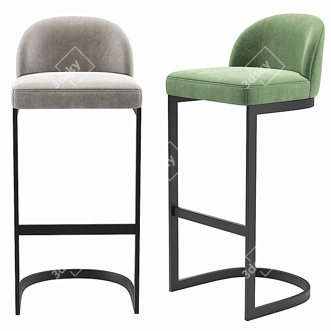 RH 1960S Rome Velvet Bar Stool 3D model image 2