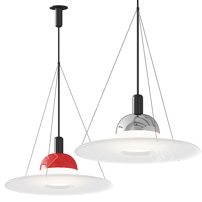  Chrome Red Nordic Pendant Light 3D model image 1