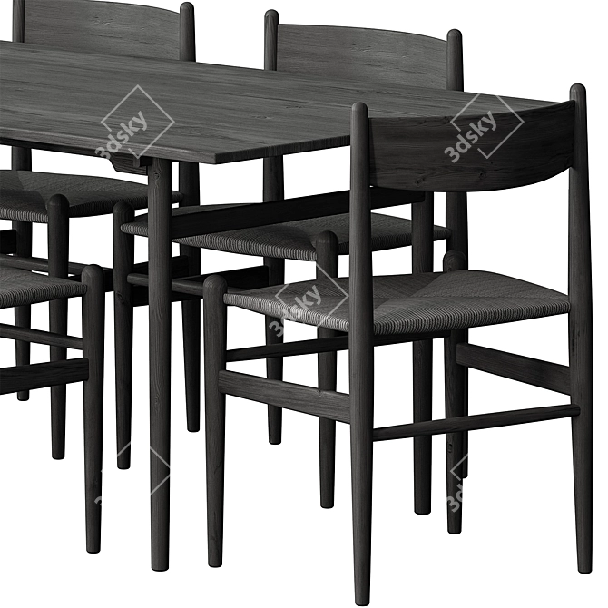 Rustic Dining Table Set 35 3D model image 4