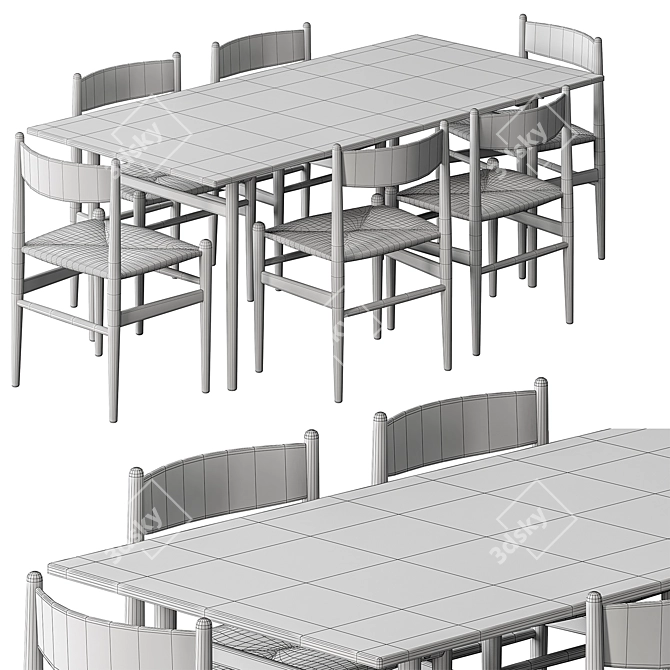 Rustic Dining Table Set 35 3D model image 5