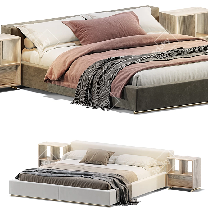 Flexform Groundpiece Bed: Modular Design 3D model image 1