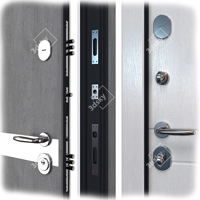 Elegant Della Metal Entry Door 3D model image 2