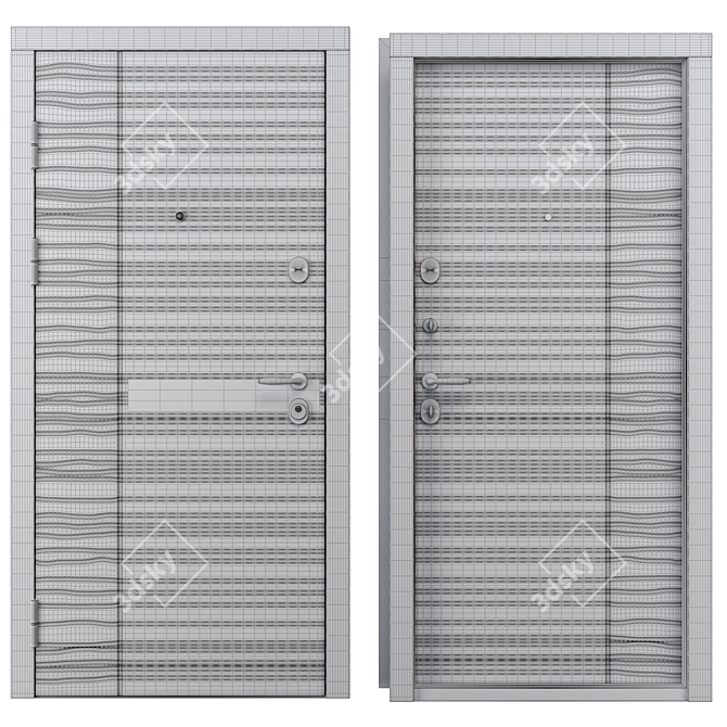 Elegant Della Metal Entry Door 3D model image 4