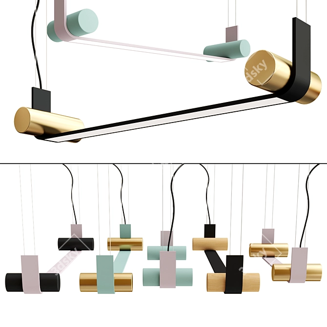 Modern Linear Pendant Light Fixture 3D model image 1