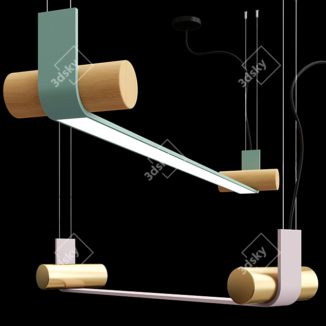 Modern Linear Pendant Light Fixture 3D model image 2