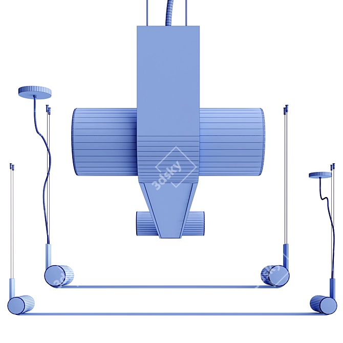 Modern Linear Pendant Light Fixture 3D model image 4