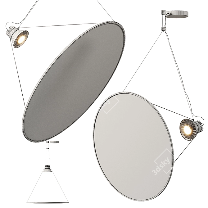 Sleek Glass Pendant Light Fixture 3D model image 5