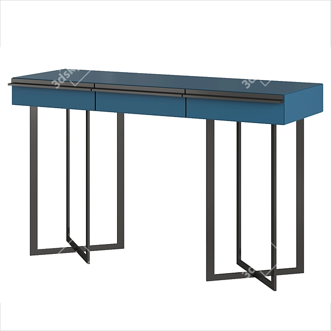 Walnut Canaletto Console, Metal Legs 3D model image 3
