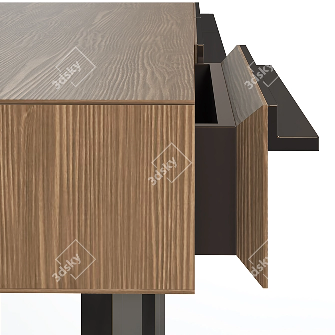 Walnut Canaletto Console, Metal Legs 3D model image 4