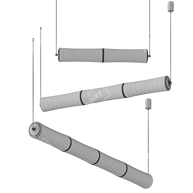Bamboo Pendant Light Fixture 3D model image 2