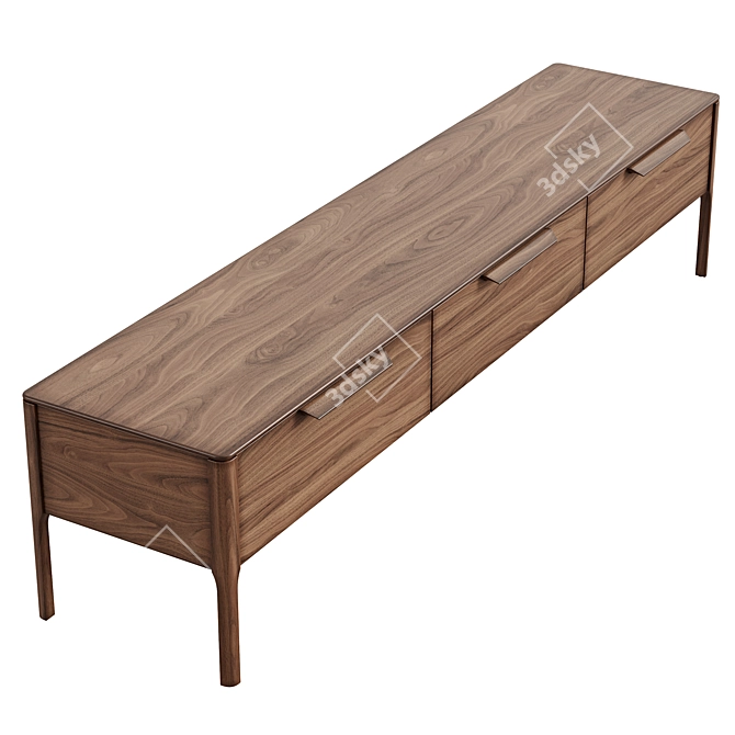 Modern Oak Media Console LOUNGE 3D model image 2