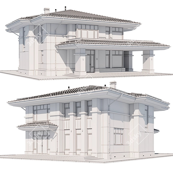 Modern Villa Model Kit 3D model image 5