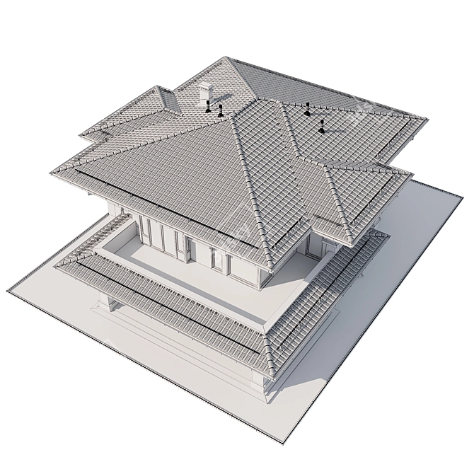 Modern Villa Model Kit 3D model image 6