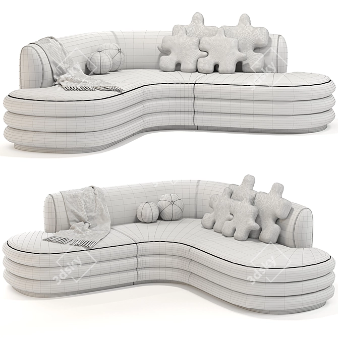 Contemporary Modular Dune Sectional Sofa 3D model image 14