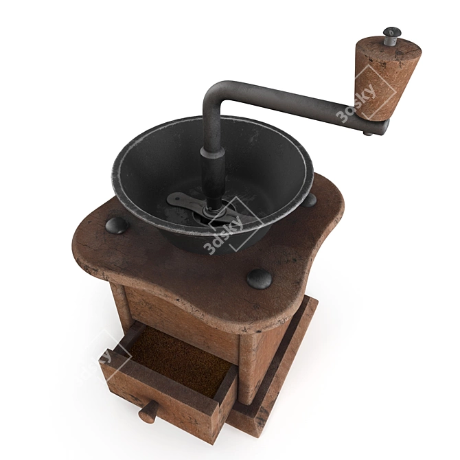 Antique Hand Crank Coffee Grinder 3D model image 2