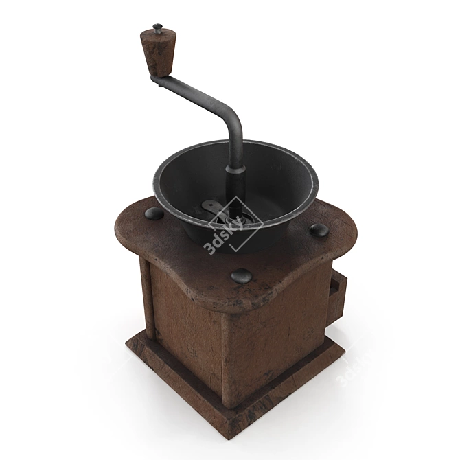 Antique Hand Crank Coffee Grinder 3D model image 4