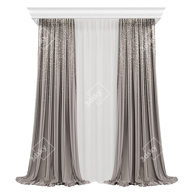 Elegant Curtain Panels Set 3D model image 1