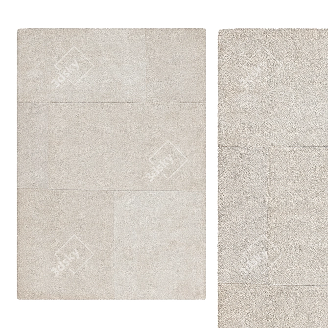 Luxury Silk Wool Ivory Rug 3D model image 1