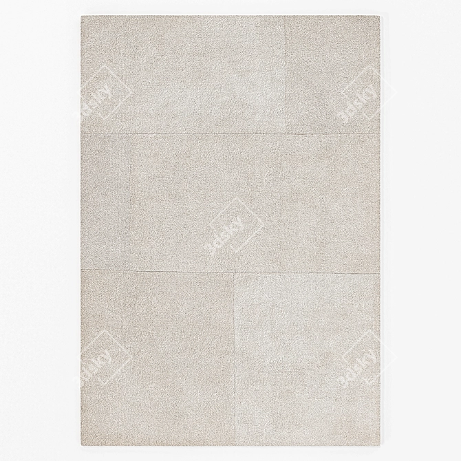 Luxury Silk Wool Ivory Rug 3D model image 2