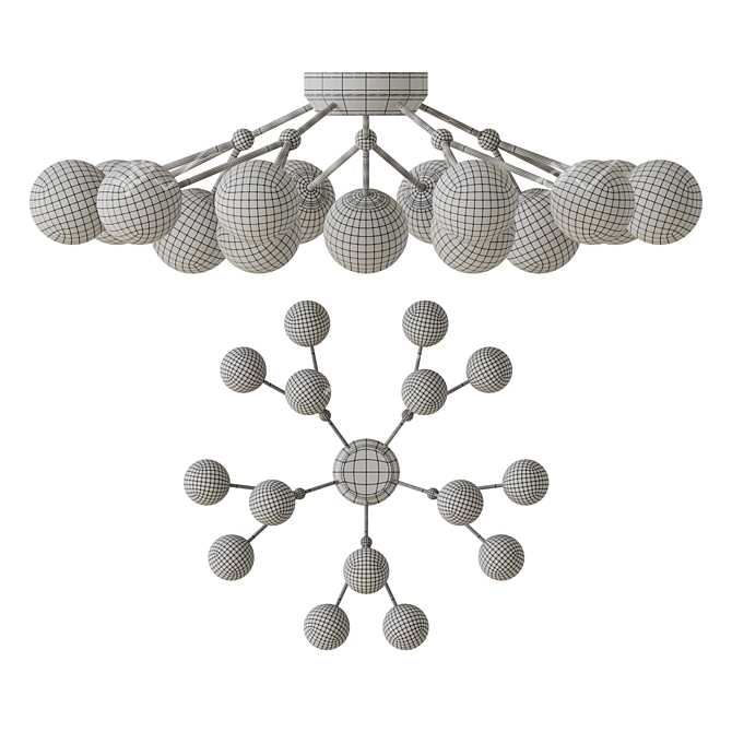 Globe-Style LED Ceiling Chandelier 3D model image 3