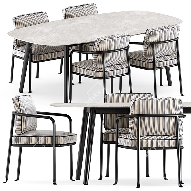 Modern Elegance Set: Borea Chair & Ellisse Table 3D model image 1